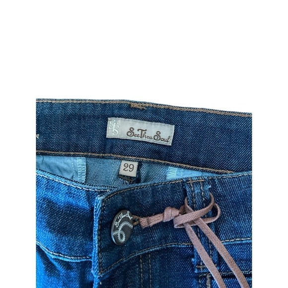 See Thru Soul Boot Cut Jeans Womens SZ 29 Blue Denim Flared Leg Casual Cotton - Picture 4 of 7